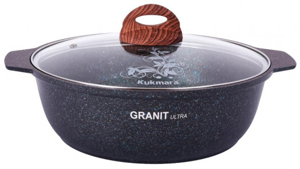 Жаровня KUKMARA жгг41а а/пр литая 4,0л стекл/кр Granit ultra blue