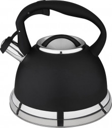 MALLONY Чайник CLASSICO STILE, объем 3,5 л, из нерж стали со свистком, черный/матовый, ручка с soft-touch (985622)
