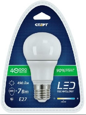 Лампа светодиодная СТАРТ (17294) LEDGLSE27 7W30 WS