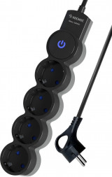 Удлинитель КОСМОС YKsm1.5m-4g-Z-V10A-B Черный/серый