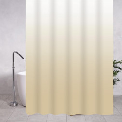 Штора САНАКС 06-04 Штора однотонная, бежевый переход, матовая, в ванную комнату, с кольцами, PEVA, 180 х 180 см.