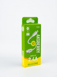 Кабель AKSBERRY (6972969383132) X156 Silicone iPhone 2,4A. 1M. (белый)