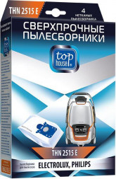 TOP HOUSE THN 2515 Е Сверхпрочные нетканые пылесборники с антибактериальной обработкой, 4 шт