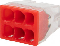 Клемма REXANT (07-3209-5) Экспресс-клемма СМК 2273-206, 6-проводная 0.5-2.5 мм , прозрачная, блистер (5 шт./уп.)