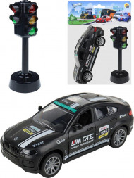 Игрушка РЫЖИЙ КОТ Машинка в наборе со светофором. Открывающиеся двери 16.5х5х21см ( Арт. И-8794)