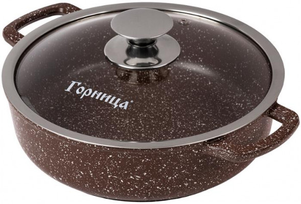 Жаровня ГОРНИЦА Ж2411аш а/пр литая 24/7см стекл/кр Шоколад