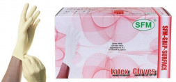 Перчатки SFM Перчатки смотр. однораз. н/стер. ЛАТЕКСНЫЕ SFM НЕОПУДР. текстур. ХЛОР. однокр. БОЛ. (L, 8-9) / НАТУРАЛЬНЫЙ