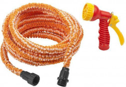 Пистолет поливочный GRINDA PS-15, удлиняющийся шланг 5 - 15 м, пистолет поливочный, коннекторы, поливочный набор (428496-15)