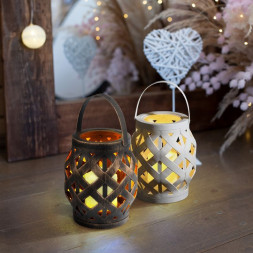 NEON-NIGHT (513-057) Декоративный фонарь со свечкой, , белый, 14х14х16,5 см, цвет Теплый