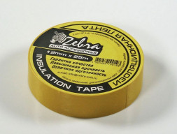 Изолента ZEBRA 19 мм х 25 м желтая 08744