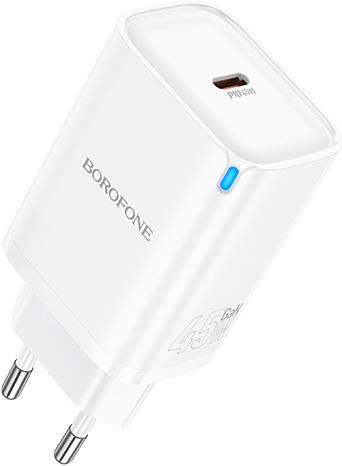 СЗУ BOROFONE (6941991117527) BA86A 1Type-C 3.0A PD 45W быстрая зарядка , White