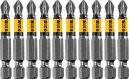Набор бит DENZEL Набор бит PZ2х50, сталь S2, 10 шт., круглый профиль, отрывная упаковка 11680