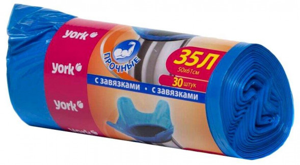 Мешки для мусора YORK с завязками YORK 35л (30шт.) 902160