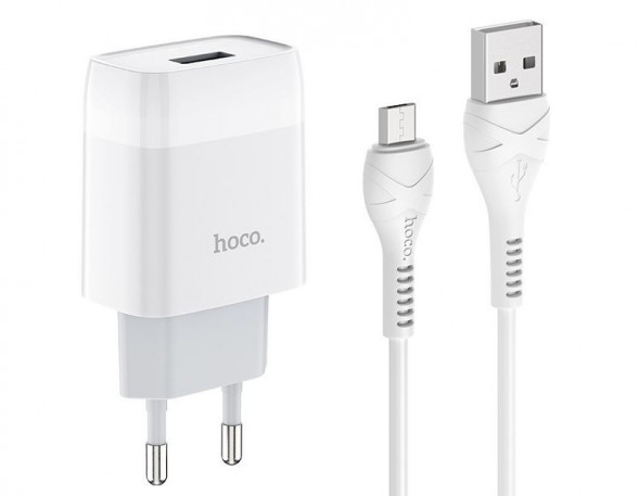 Сетевое ЗУ HOCO (6931474713001) C72A 1USB 2.4A MICRO USB 1м белый