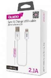 USB кабель OLMIO USB 2.0 - LIGHTNING, 2м, белый (38687)