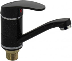 Смесители САНАКС 13072 Смеситель для кухни и раковины, шаровый, поворотный корпус, излив 15 см, цвет ЧЕРНЫЙ КАМЕНЬ