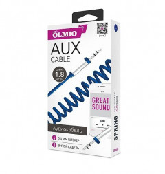 Кабель AUX Jack 3,5mm OLMIO AUX 3.5(m)-3.5(m), 1.8м, витой, синий (39484)