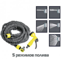 Шланги и катушки INBLOOM Шланг полив. растягивающийся 15м ткан. оплетка с пистол.-разбрыз и коннектором 1/2 22х20х7,5