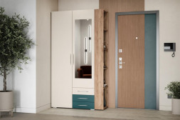 Прихожая МЕБЕЛЬ-КОМПЛЕКС Шкаф МЦН Парма исп.6 Дуб крафт табачный/ Сатин/ Бензин (4 кор.)