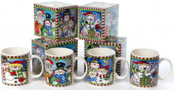 Кружка OLAFF 223-08004 ПОЗДРАВЛЯЮ, 350мл, микс 4 декора, подарочная упаковка 55619