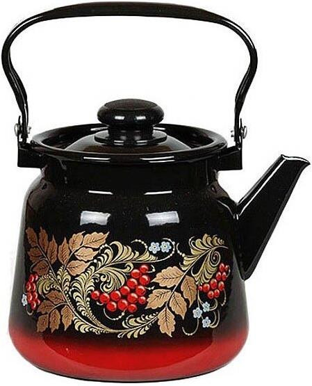 Чайник СИБИРСКИЕ ТОВАРЫ С2716.38 ,С2716.8 эмал 3,5л с рис Красно-Черный