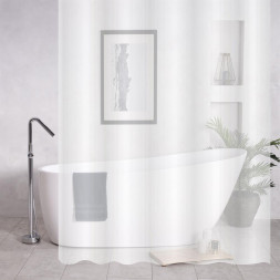 Штора САНАКС 06-09 Штора однотонная, белая, матовая, в ванную комнату, с кольцами, PEVA, 180 х 180 см.