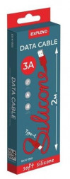 Кабель EXPLOYD (EX-K-1510) USB - TYPE-C/круглый/силикон/красный/2М/3A