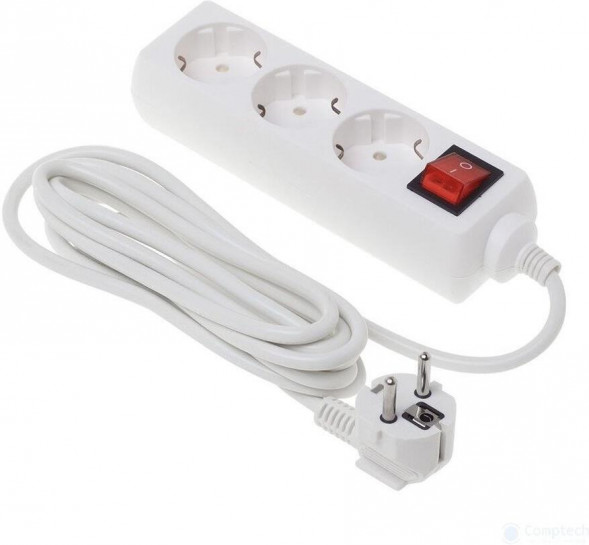 BURO Сетевой удлинитель BU-PS3.3/W 3м (3 розетки) белый (пакет ПЭ)