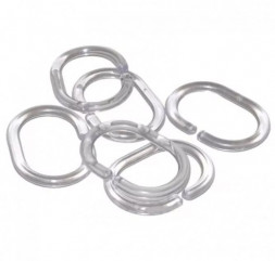 Набор колец для шторы в ванную РЫЖИЙ КОТ Набор колец для шторы в ванную, овальные, прозрачные, 12 шт (103955)