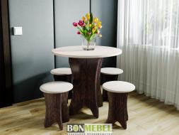 Набор мебели BONMEBEL Обеденная группа тип 6 Венге-Дуб молочный/Бежевый (2 уп.)