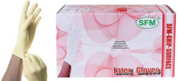 Перчатки SFM Перчатки смотр. однораз. н/стер. ЛАТЕКСНЫЕ SFM НЕОПУДР. текстур. ХЛОР. однокр. МАЛ. (S, 6-7) / НАТУРАЛЬНЫЙ