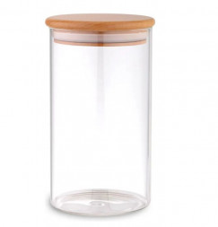Банка для сыпучих продуктов боросиликатное стекло, деревянная крышка TIMA Банка для сыпучих продуктов 1000мл, боросиликатное стекло, деревянная крышка M-1000