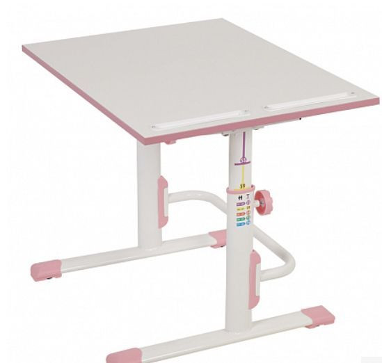 Парта POLINI Растущая парта-трансформер Polini kids Simple М1 75х55 см, белый-розовый