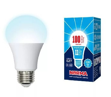 Лампа светодиодная VOLPE (UL-00003786) LED-A60-11W/NW/E27/FR/NR Форма A матовая Серия Norma 4000K