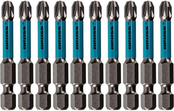 GROSS Бита торсионная PZ3 x 50 мм, для ударных шуруповертов, 10 шт. 11496
