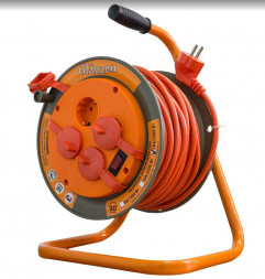 Удлинители GLANZEN EB-30-008, на катушке, с/з, 4 роз - 30м