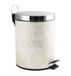 Ведро САНАКС 905 Ведро круглое 5 л кожаные вставки БЕЖЕВЫЕ с ВЫДЕЛКОЙ, с педалью из нержавеющей стали марки 410