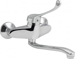 Смеситель для раковины BRIMIX 1022-20 Смеситель для мойки и раковины ОТ СТЕНЫ с медицинской ручкой шаровый