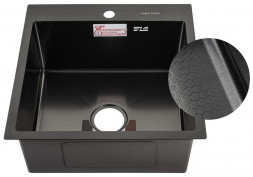 Мойка врезная FABIA PROFI 505033G Мойка врезная 50х50 см, ГРАФИТ, ДИЗАЙН толщина 3,0х1 мм, глубина 220 мм + большой сифон с переливом + корзина +коврик