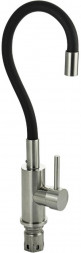 Смесители САНАКС 13063 Смеситель для кухни, гибкий черный излив, из нержавеющей стали марки 304, цвет САТИН