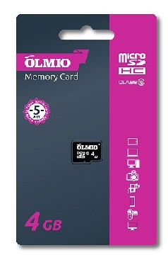 USB флэш-накопитель OLMIO MICROSDHC 4GB CLASS 10, без адаптера (39119)