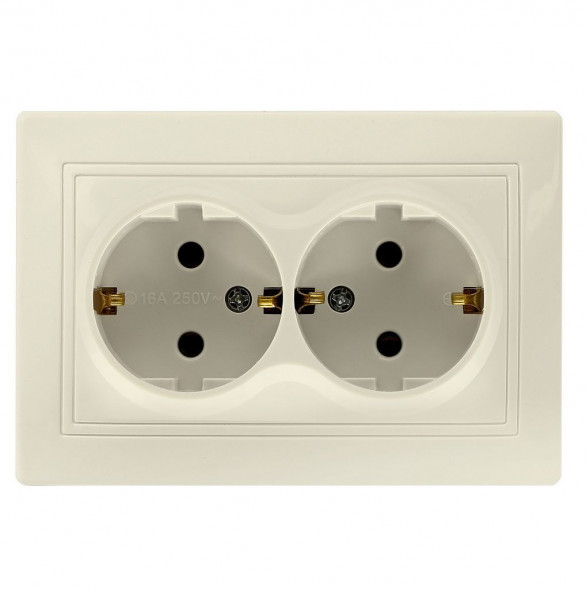 Розетка SMARTBUY (SBE-01i-16-S2-Z-c) Венера, 2-местная, бежевый