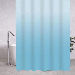 Штора САНАКС 06-03 Штора однотонная, голубой переход, матовая, в ванную комнату, с кольцами, PEVA, 180 х 180 см.