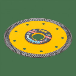 Алмазный диск DENZEL Диск алмазный отрезной 125 х 22,2мм, сплошной, супертонкий, горячий пресс, сухой/мокрый рез 73058