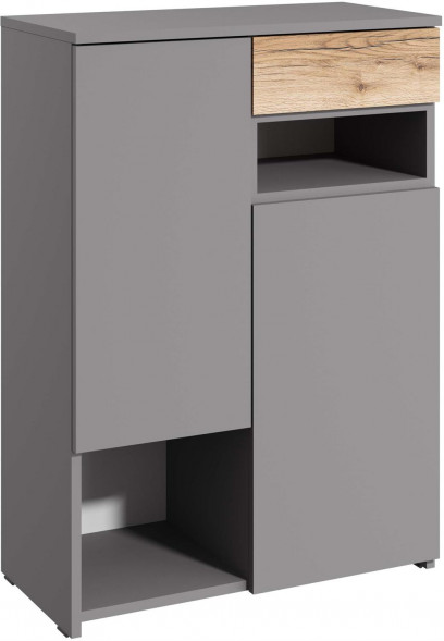 Модульная мебель МЕБЕЛЬ-КОМПЛЕКС ЙОРК Комод 2х дверный с ящиком Серый шифер/Дуб Делано