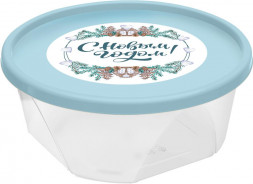 Контейнер HOMVER Hовый год для продуктов круглый 0,4л (голубой) 223101014/02