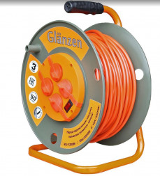 Удлинители GLANZEN EB-50-007, на катушке, с/з, 4 роз - 50м