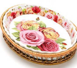 Форма+корзинка керамика MAYER&BOCH 24799 Форма для запекания 2,1л 33х5см РОЗЫ МВ (х8)