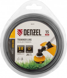 Леска для триммера DENZEL Леска для триммера двухкомпонентная звезда, 3,0мм х 15м, блистер EXTRA CORD 96219