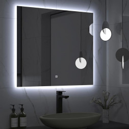 Зеркало САНАКС 45249 Зеркало 800 х 700 мм, сенсорное, с внутренней LED подсветкой, безрамочное, с ореольным свечением